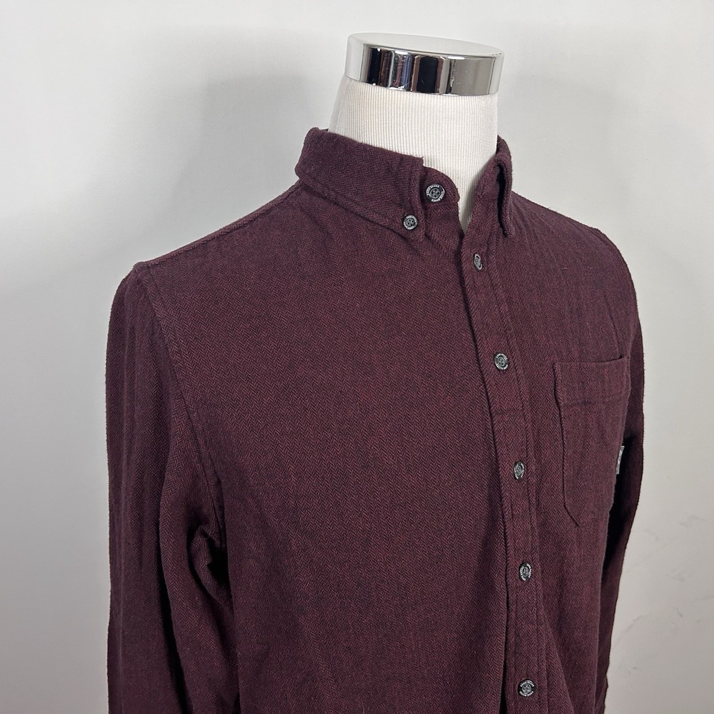 Eddie Bauer Large Flannel Shirt Red Herringbone 100% Cotton Outdoors Camping
